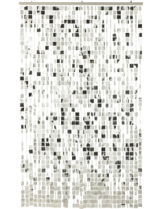 Rideau de porte déco Carrés 120x200 en PVC Argenté Brillant Disco - 1