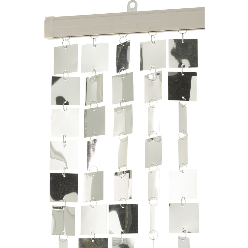 Rideau de porte déco Carrés 120x200 en PVC Argenté Brillant Disco - 2