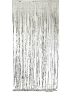 Rideau de porte déco Franges 200x500 en Vinyle Argenté Brillant Disco - 1