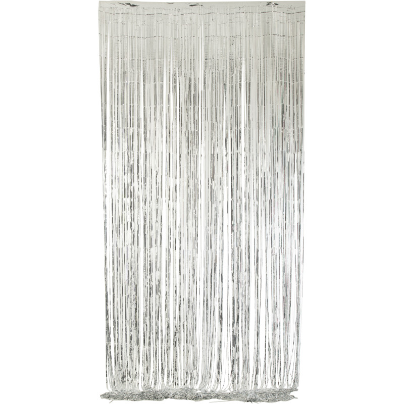 Rideau de porte déco Franges 200x500 en Vinyle Argenté Brillant Disco - 1