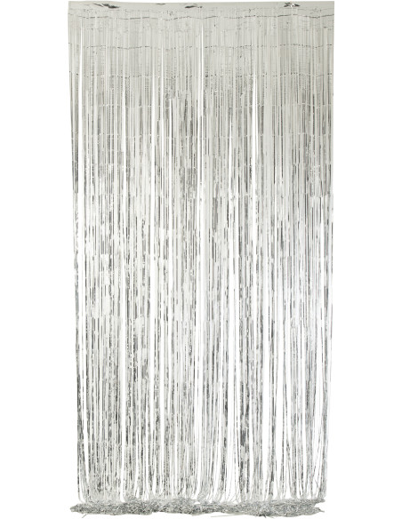 Rideau de porte déco Franges 200x500 en Vinyle Argenté Brillant Disco - 1