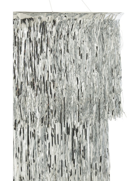 Abat-jour pour suspension Franges Hauteur 80 cm en Vinyle Argenté Brillant Disco - 2