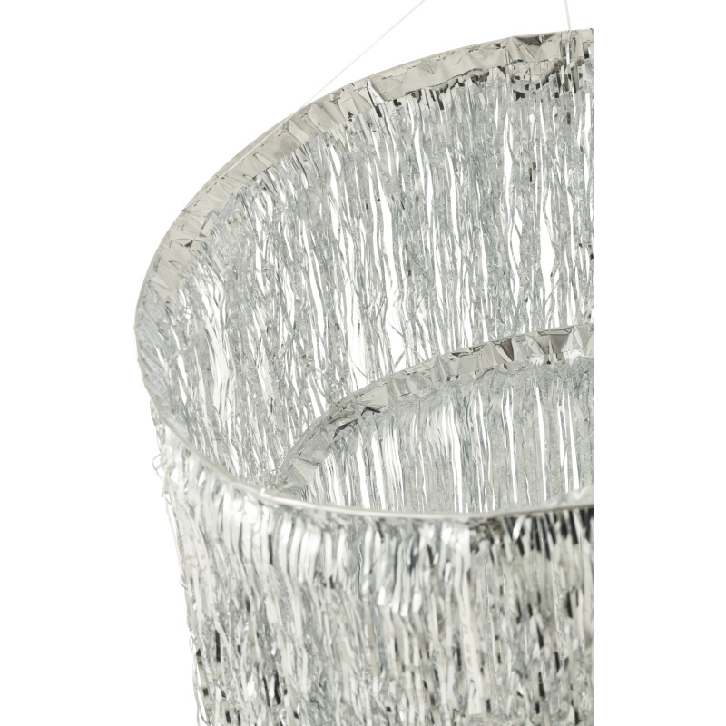 Abat-jour pour suspension Franges Hauteur 80 cm en Vinyle Argenté Brillant Disco - 3