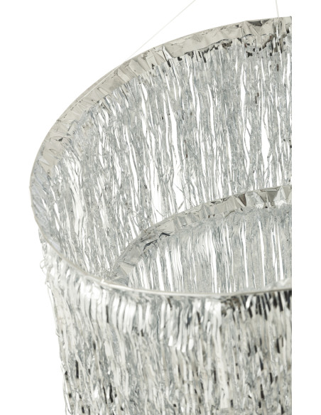 Abat-jour pour suspension Franges Hauteur 80 cm en Vinyle Argenté Brillant Disco - 3