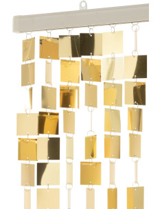 Rideau de porte déco Carrés 120x200 en PVC Doré Brillant Disco J-Line - 2