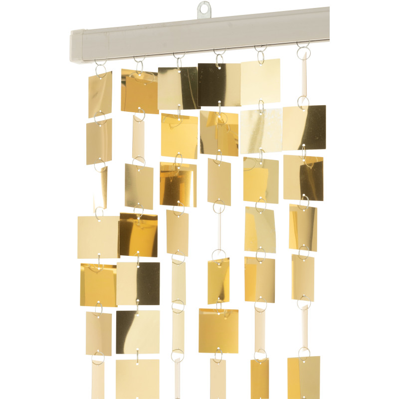 Rideau de porte déco Carrés 120x200 en PVC Doré Brillant Disco - 2