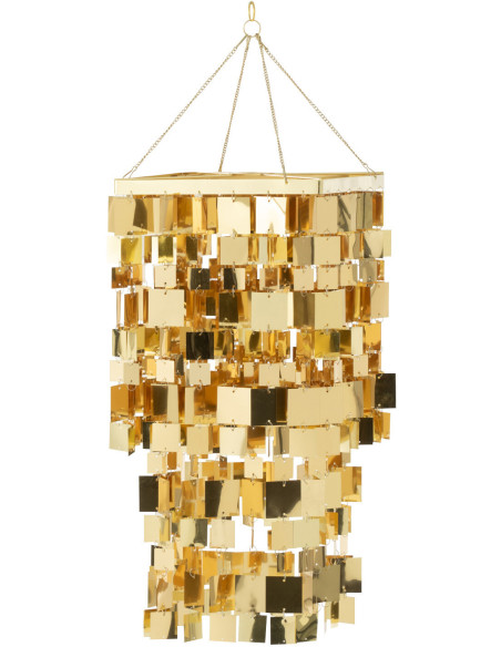 Abat-jour pour suspension Carrés Hauteur 60 cm en PVC Doré Brillant Disco - 1