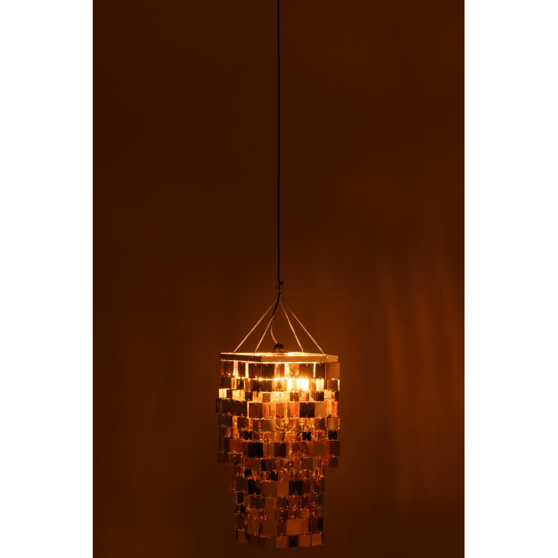 Abat-jour pour suspension Carrés Hauteur 60 cm en PVC Doré Brillant Disco - 3