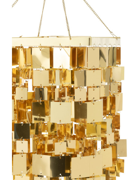 Abat-jour pour suspension Carrés Hauteur 60 cm en PVC Doré Brillant Disco - 4