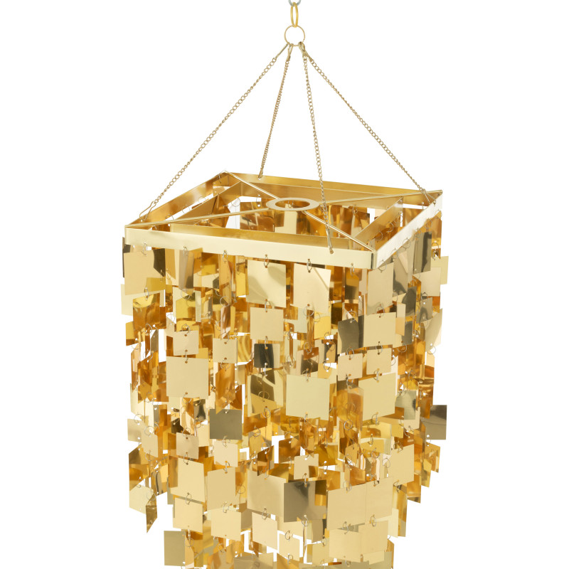 Abat-jour pour suspension Carrés Hauteur 60 cm en PVC Doré Brillant Disco - 5