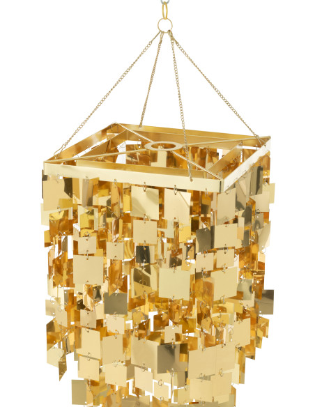 Abat-jour pour suspension Carrés Hauteur 60 cm en PVC Doré Brillant Disco - 5