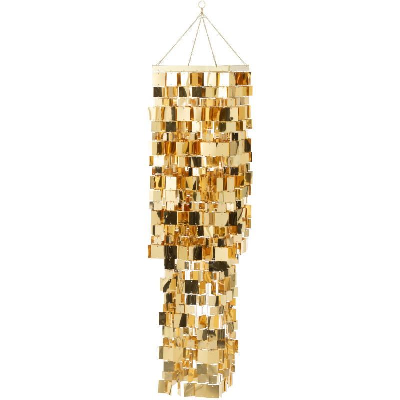 Grand Abat-jour pour suspension Carrés Hauteur 122 cm en PVC Doré Brillant Disco - 1