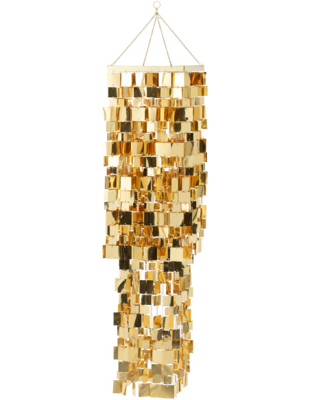 Grand Abat-jour pour suspension Carrés Hauteur 122 cm en PVC Doré Brillant Disco - 1