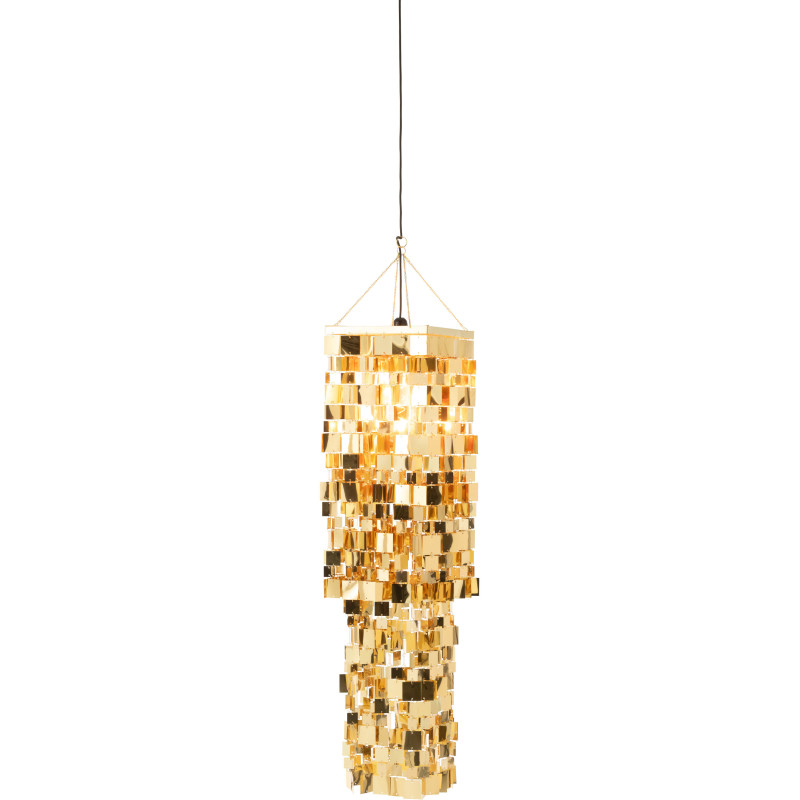 Grand Abat-jour pour suspension Carrés Hauteur 122 cm en PVC Doré Brillant Disco - 2