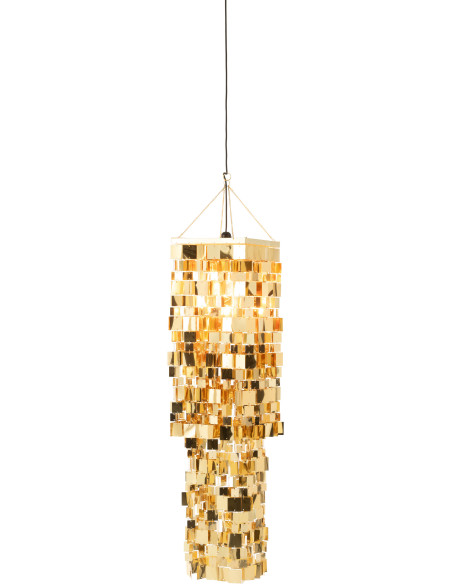 Grand Abat-jour pour suspension Carrés Hauteur 122 cm en PVC Doré Brillant Disco - 2