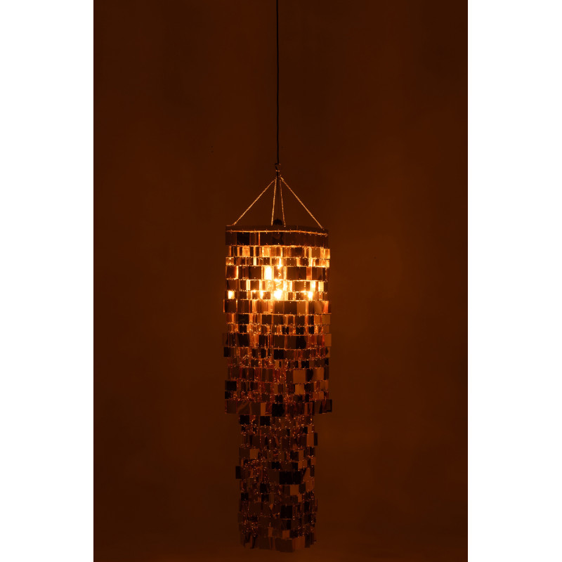 Grand Abat-jour pour suspension Carrés Hauteur 122 cm en PVC Doré Brillant Disco - 3