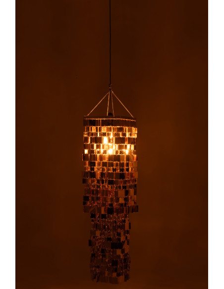 Grand Abat-jour pour suspension Carrés Hauteur 122 cm en PVC Doré Brillant Disco - 3