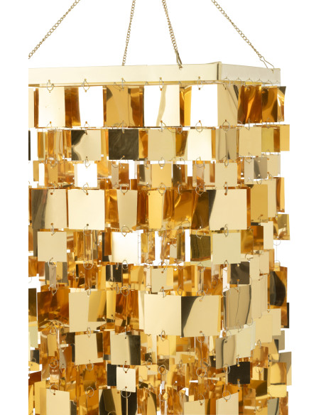 Grand Abat-jour pour suspension Carrés Hauteur 122 cm en PVC Doré Brillant Disco - 4