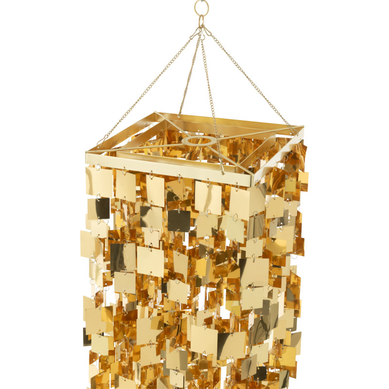 Grand Abat-jour pour suspension Carrés Hauteur 122 cm en PVC Doré Brillant Disco - 5