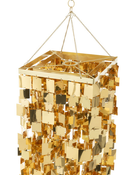 Grand Abat-jour pour suspension Carrés Hauteur 122 cm en PVC Doré Brillant Disco - 5