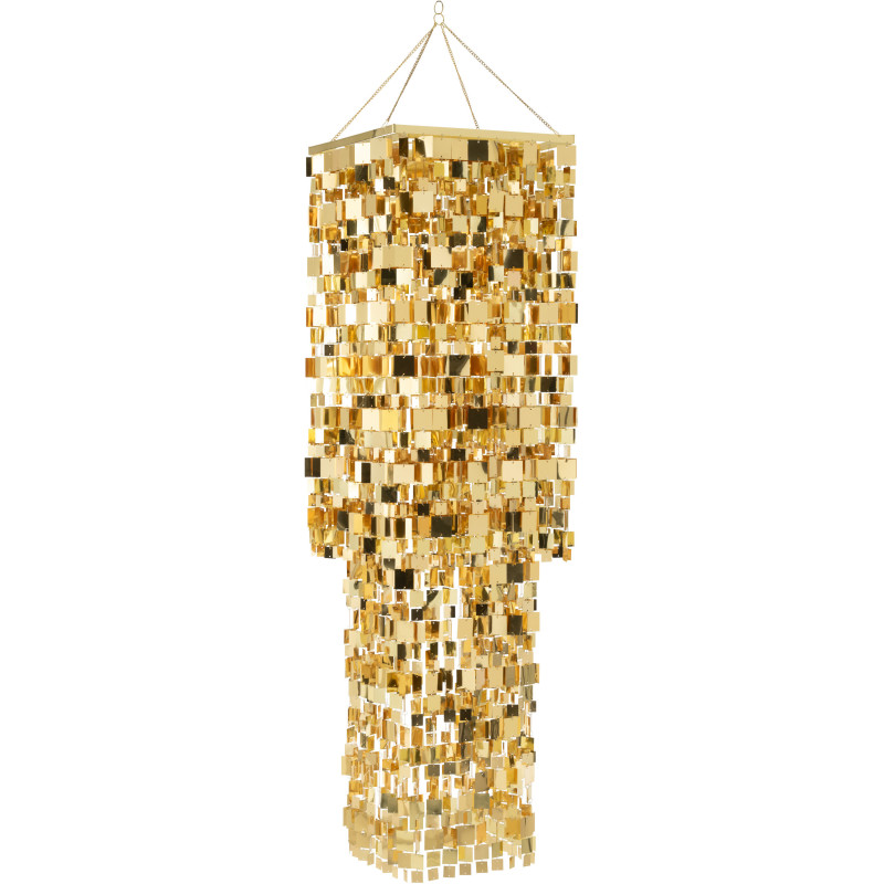 Grand Abat-jour pour suspension Carrés Hauteur 180 cm en PVC Doré Brillant Disco - 1