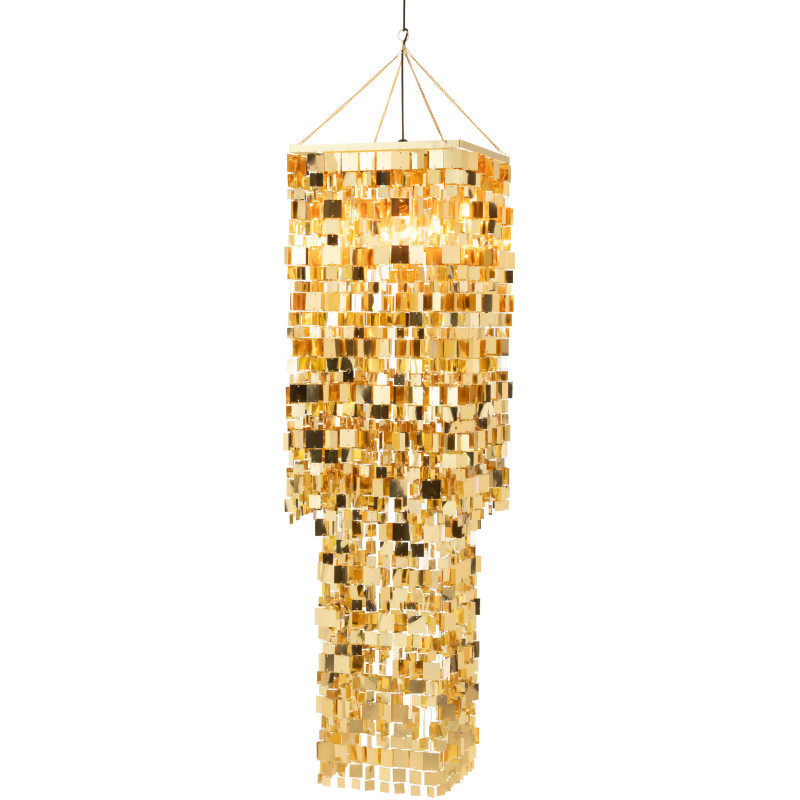 Grand Abat-jour pour suspension Carrés Hauteur 180 cm en PVC Doré Brillant Disco - 2