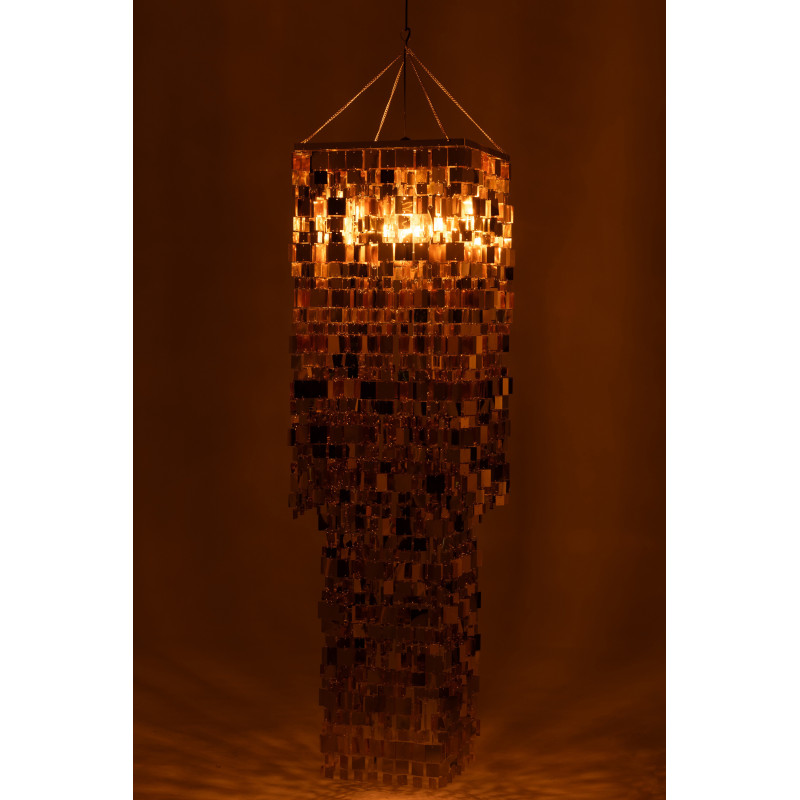 Grand Abat-jour pour suspension Carrés Hauteur 180 cm en PVC Doré Brillant Disco - 3