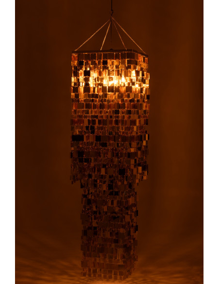 Grand Abat-jour pour suspension Carrés Hauteur 180 cm en PVC Doré Brillant Disco - 3