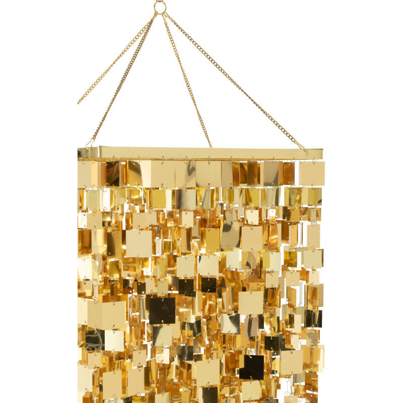 Grand Abat-jour pour suspension Carrés Hauteur 180 cm en PVC Doré Brillant Disco - 4