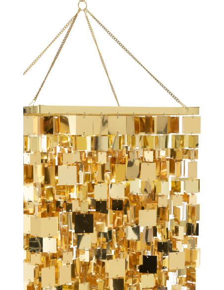 Grand Abat-jour pour suspension Carrés Hauteur 180 cm en PVC Doré Brillant Disco - 4