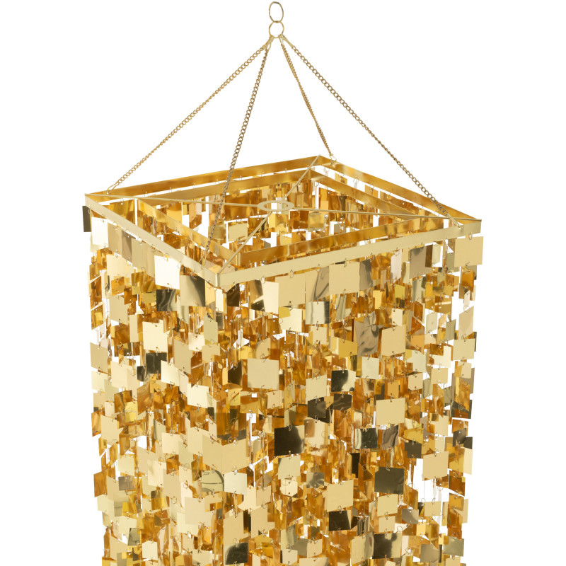 Grand Abat-jour pour suspension Carrés Hauteur 180 cm en PVC Doré Brillant Disco - 5
