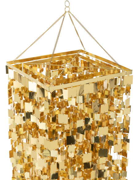 Grand Abat-jour pour suspension Carrés Hauteur 180 cm en PVC Doré Brillant Disco - 5