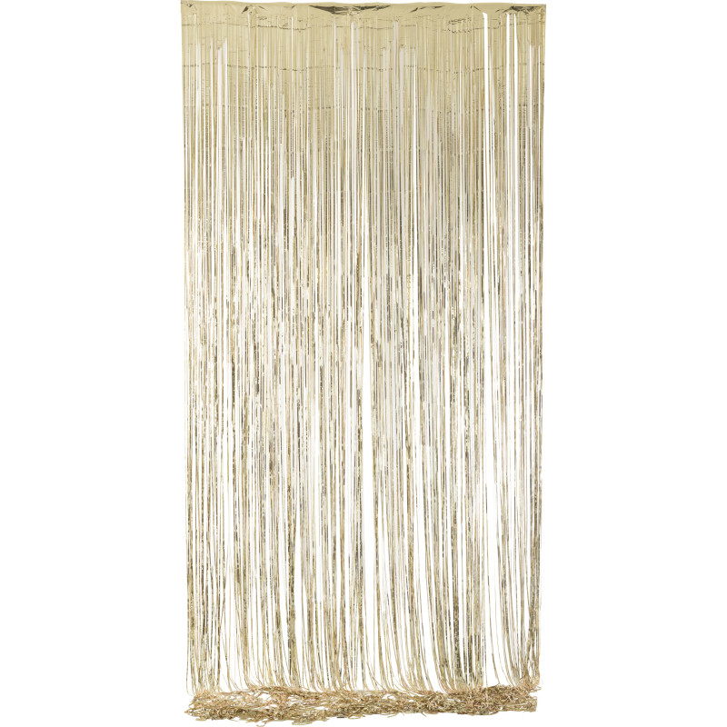 Rideau de porte déco Franges 200x500 en Vinyle Doré Brillant Disco - 1
