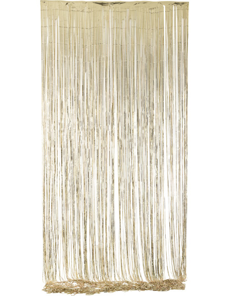 Rideau de porte déco Franges 200x500 en Vinyle Doré Brillant Disco - 1