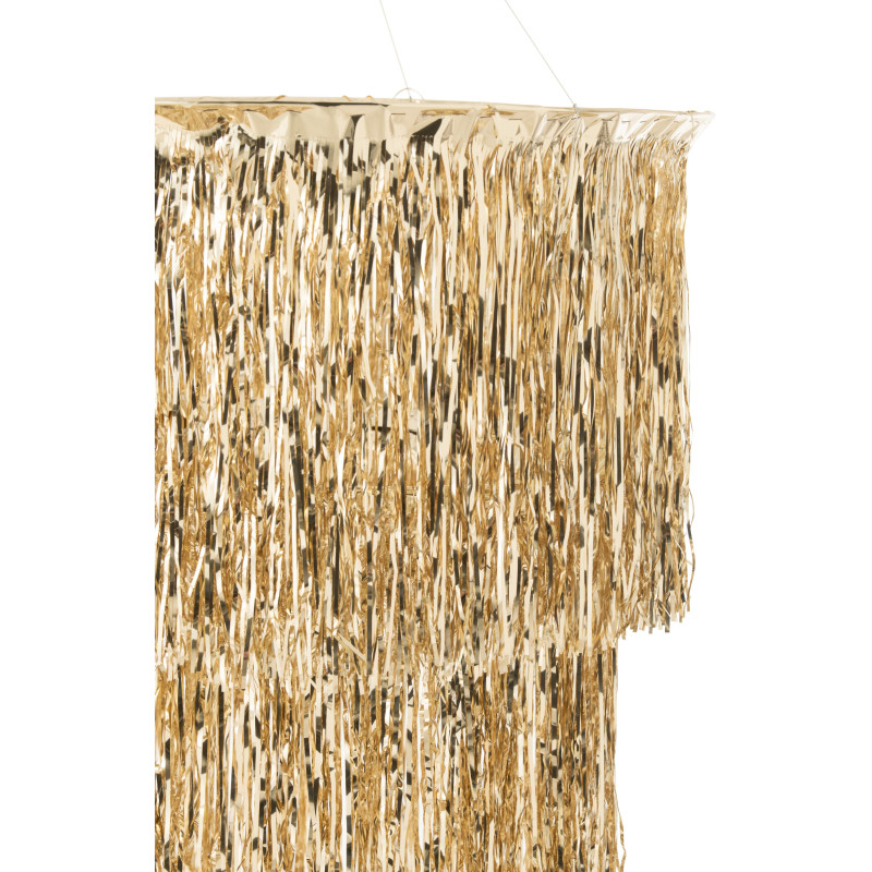 Abat-jour pour suspension Franges Hauteur 80 cm en Vinyle Doré Brillant Disco - 3