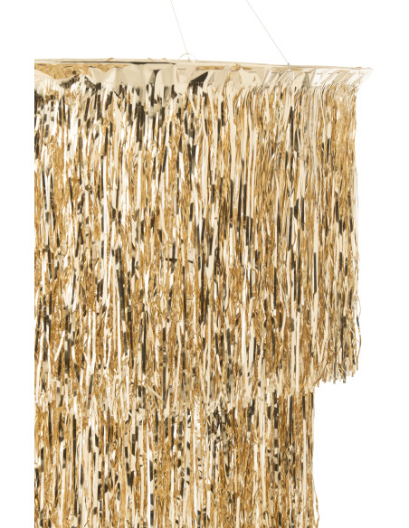 Abat-jour pour suspension Franges Hauteur 80 cm en Vinyle Doré Brillant Disco - 3