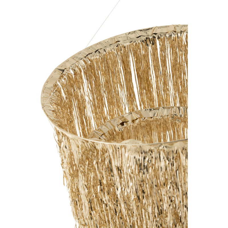 Abat-jour pour suspension Franges Hauteur 80 cm en Vinyle Doré Brillant Disco - 4