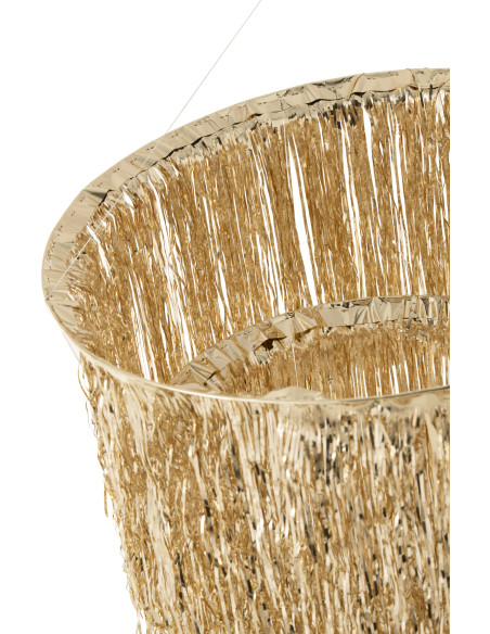 Abat-jour pour suspension Franges Hauteur 80 cm en Vinyle Doré Brillant Disco - 4