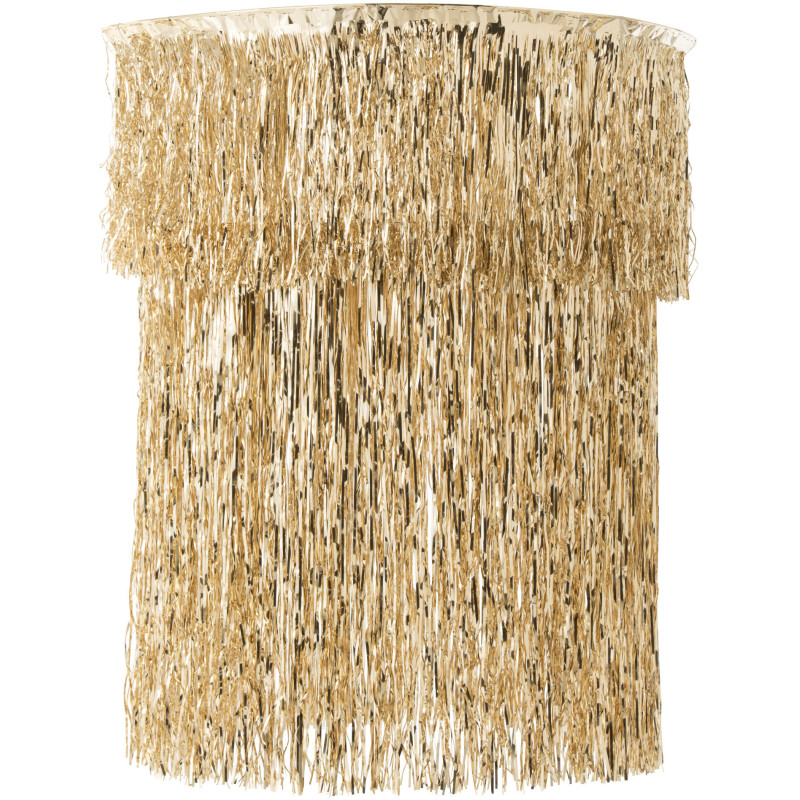 Grand Abat-jour pour suspension Franges Hauteur 100 cm en Vinyle Doré Brillant Disco - 1