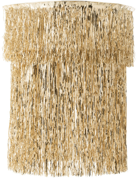 Grand Abat-jour pour suspension Franges Hauteur 100 cm en Vinyle Doré Brillant Disco - 1