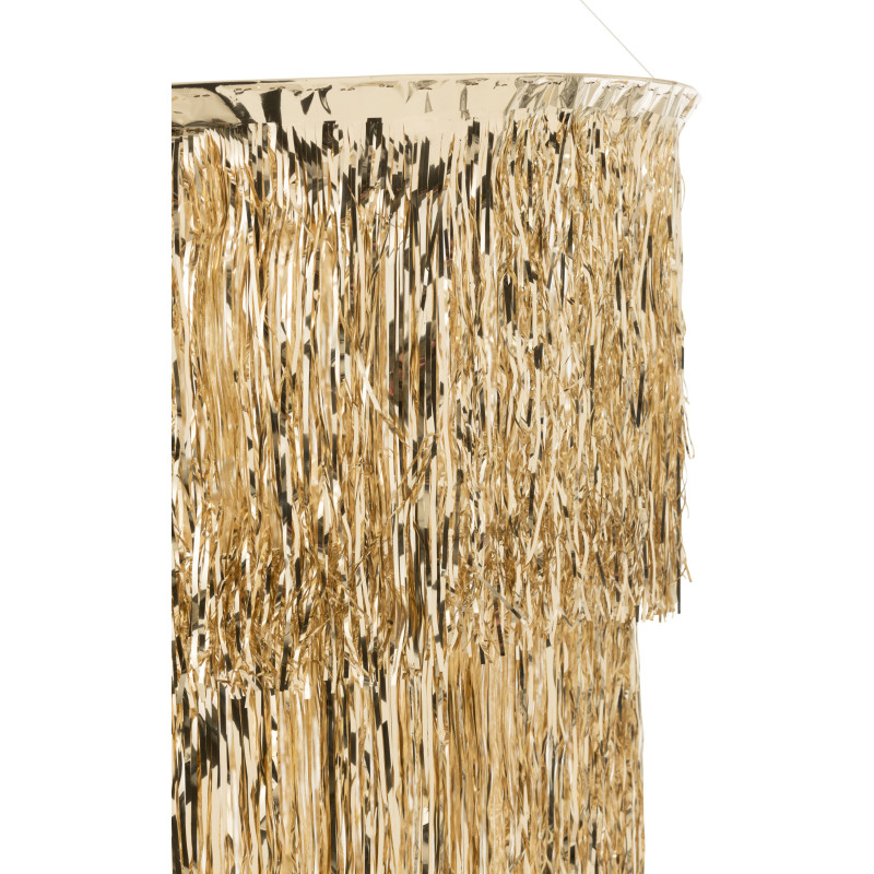 Grand Abat-jour pour suspension Franges Hauteur 100 cm en Vinyle Doré Brillant Disco - 3