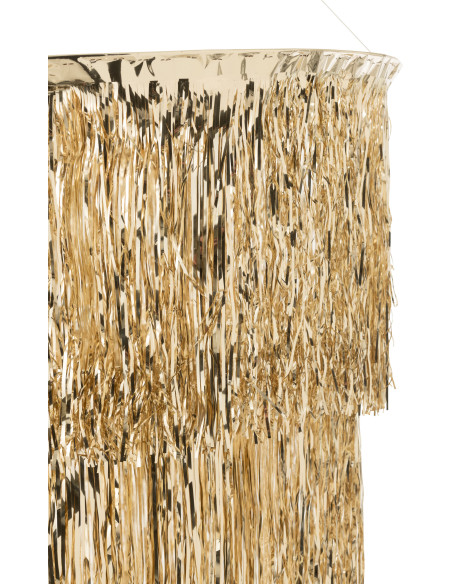 Grand Abat-jour pour suspension Franges Hauteur 100 cm en Vinyle Doré Brillant Disco - 3
