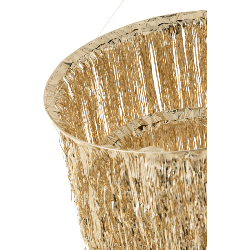 Grand Abat-jour pour suspension Franges Hauteur 100 cm en Vinyle Doré Brillant Disco - 4