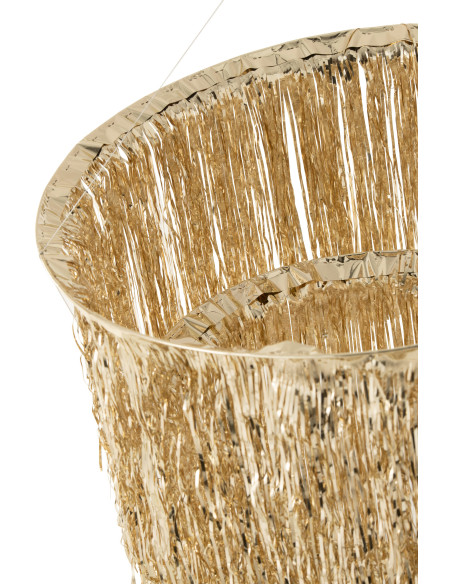 Grand Abat-jour pour suspension Franges Hauteur 100 cm en Vinyle Doré Brillant Disco - 4