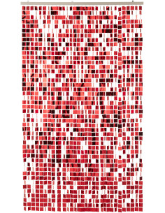 Rideau de porte déco Carrés 120x200 en PVC Rouge Brillant Disco - 1