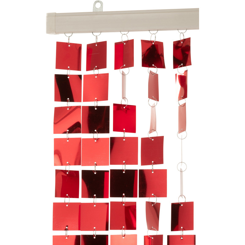 Rideau de porte déco Carrés 120x200 en PVC Rouge Brillant Disco - 2