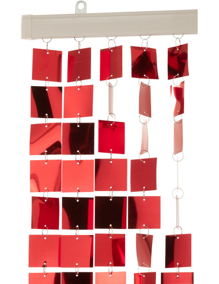 Rideau de porte déco Carrés 120x200 en PVC Rouge Brillant Disco - 2