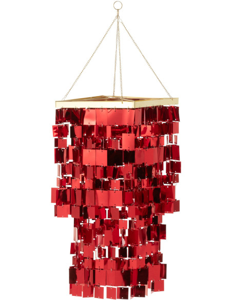 Abat-jour pour suspension Carrés Hauteur 60 cm en PVC Rouge Brillant Disco - 1