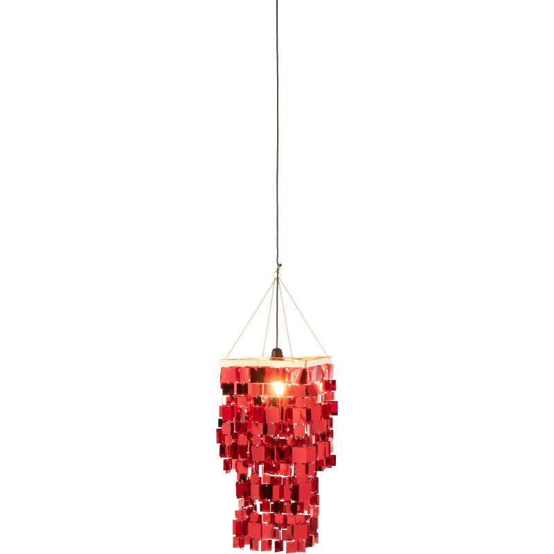 Abat-jour pour suspension Carrés Hauteur 60 cm en PVC Rouge Brillant Disco - 2