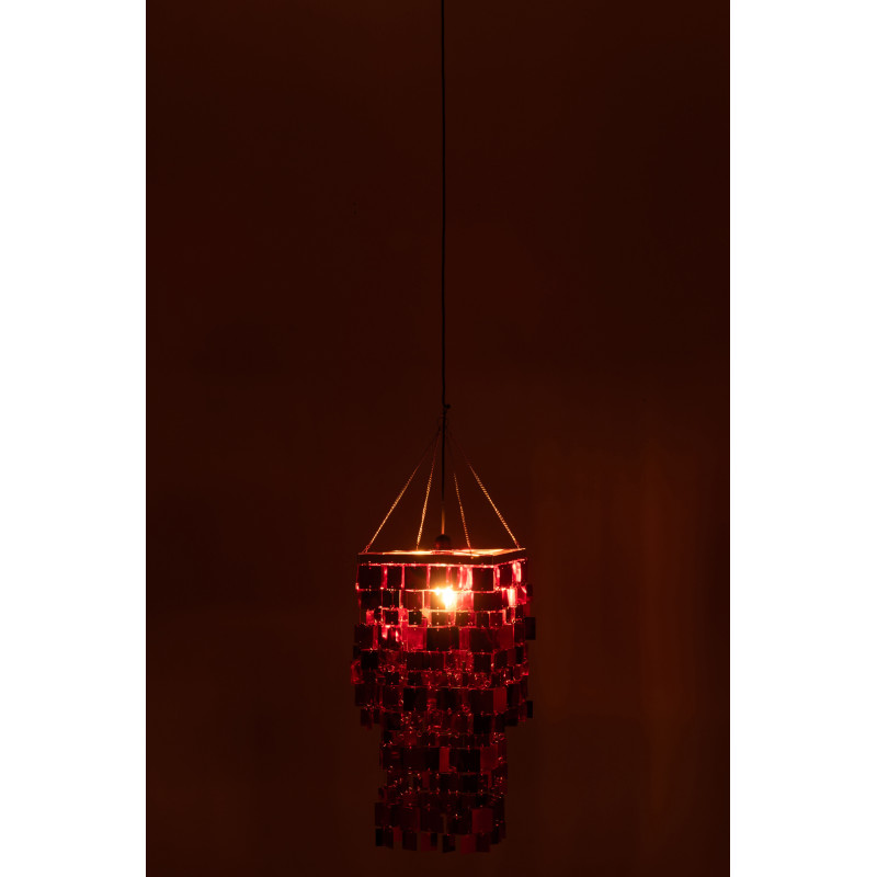 Abat-jour pour suspension Carrés Hauteur 60 cm en PVC Rouge Brillant Disco - 3